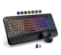 COLIKES Clavier et souris sans fil ergonomique 2,4 G rechargeable avec support de téléphone pour Windows, ordinateur portable, PC