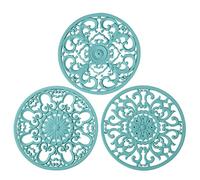 Colinda Lot de 3 dessous-de-plat en silicone très épais pour plats chauds, casseroles et poêles, pour mettre en valeur votre table et plan de travail - Décoration et accessoires de cuisine - Turquoise