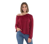 Coline - Blouse Femme Encolure Large Manches Longues - Couleur : Rouge - Taille : L