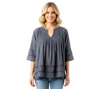 Coline - Blouse Femme Manches Courtes Coupe Ample - Couleur : Indigo - Taille : XL