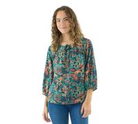 Coline - Blouse imprimé Cachemire doré - Couleur : Petrole - Taille : S