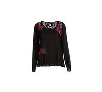 Coline - Blouse Manches Longues brodé - Couleur : Noir - Taille : M