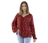 Coline - Blouse Manches Longues imprimé Original - Couleur : Bordeaux - Taille : S/M