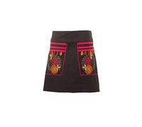 Coline - Jupe Courte Hiver brodée à Pompons - Couleur : Noir - Taille : M