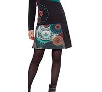 Coline - Jupe Courte Hiver imprimé Mandala - Couleur : Noir - Taille : XL