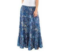 Coline - Jupe Longue bohème imprimé Cachemire - Couleur : Denim - Taille Unique