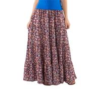 Coline - Jupe Longue bohème imprimé Petites Fleurs - Couleur : Marine - Taille Unique