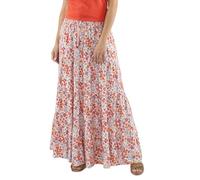 Coline : Jupe Longue été imprimé fleurettes - Couleur : Orange - Taille Unique