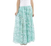 Coline : Jupe Longue été imprimée Voile de Coton - Couleur : Turquoise - Taille Unique
