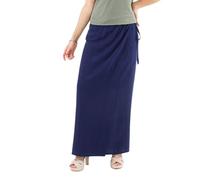 Coline - Jupe Longue Portefeuille Unie - Couleur : Marine - Taille Unique