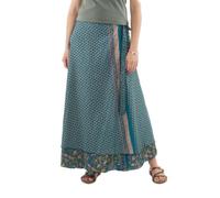 Coline - Jupe Portefeuille Longue Sari - Couleur : Petrole - Taille Unique