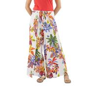 Coline : Pantalon paréo imprimé Tropical - Couleur : Ecru - Taille Unique