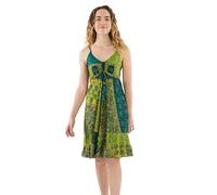 Coline - Petite Robe Courte d'été imprimé Patch Ethnique - Couleur : Anis - Taille : L/XL