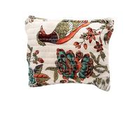 Coline Pochette Matelassée Imprimée Florale, Blanc, Coton, Contemporain, Fermeture Éclair