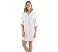 Coline - Robe chemise unie manches 3/4 - Couleur : Blanc - Taille : XL
