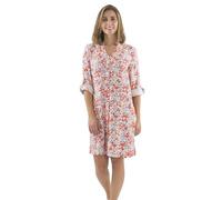 Coline - Robe Courte à Boutons imprimé fleurettes - Couleur : Orange - Taille : 3XL