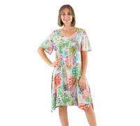 Coline - Robe Courte asymétrique imprimé Tropiques - Couleur : Beige - Taille : L/XL