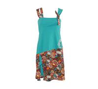 Coline - Robe Courte Ethnique Bretelles - Couleur : Petrole - Taille : L