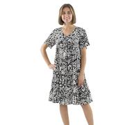 Coline - Robe Courte évasée imprimé Magnolia - Couleur : Noir - Taille : L