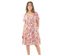 Coline - Robe Courte évasée Manches Courtes Fleurie - Couleur : Blanc - Taille : XXL