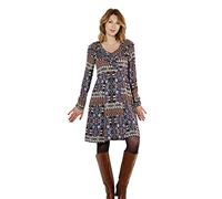 Coline - Robe Courte imprimé Ethnique - Couleur : Denim - Taille : XL