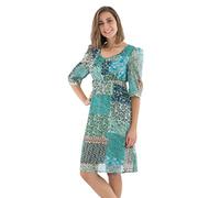 Coline - Robe Courte imprimé Patch Manches Transparentes - Couleur : Vert - Taille : XXL