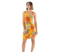 Coline - Robe Courte Moulante imprimé Tropical - Couleur : Orange - Taille : L