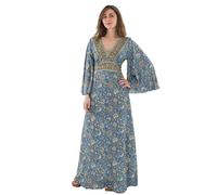 Coline - Robe Longue bohème Manches évasées - Couleur : Marine - Taille : S/M