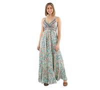 Coline - Robe Longue imprimé Cachemire Fleuri - Couleur : Menthe - Taille Unique