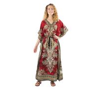 Coline - Robe Longue Indienne (FR/ES, Alpha/Lettres, Taille Unique, Taille Normale, Taille Normale, Rouge)