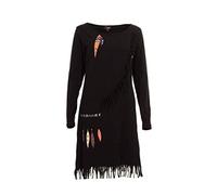 Coline - Robe Manches Longues à Franges - Couleur : Noir - Taille : M