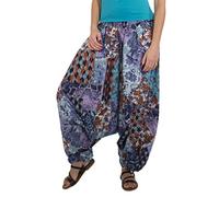 Coline - Sarouel 3 en 1 Femme imprimé Graphique et Floral - Couleur : Bleu - Taille Unique