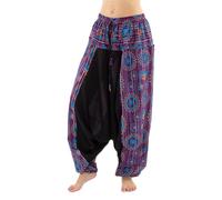 Coline - Sarouel Ethnique Fourche Basse - Couleur : Mauve - Taille Unique