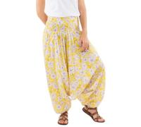 Coline - Sarouel Femme 3 en 1 bohème imprimé anémone - Couleur : Jaune - Taille Unique