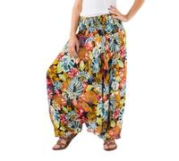 Coline - Sarouel Femme 3 en 1 bohème imprimé Tropical - Couleur : Noir - Taille Unique