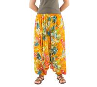 Coline - Sarouel Femme 3 en 1 bohème imprimé Tropical - Couleur : Orange - Taille Unique