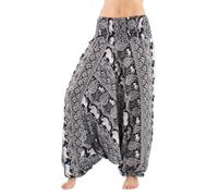 Coline - Sarouel Femme 3 en 1 imprimé éléphants - Couleur : Noir - Taille Unique