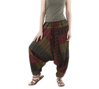 Coline - Sarouel Femme Coton imprimé Patch rayé - Couleur : Vert - Taille Unique