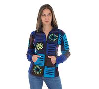 Coline - Veste Patch Ethnique zippée - Couleur : Bleu - Taille : M