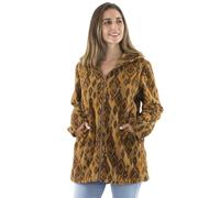 Coline - Veste polaire à capuche motifs graphique - Couleur : Moutarde - Taille : M