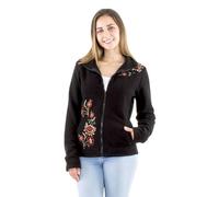 Coline - Veste polaire femme broderies fleurs - Couleur : Noir - Taille : S