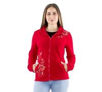 Coline - Veste polaire femme broderies fleurs - Couleur : Rouge - Taille : L