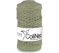 ColiNea, cordon de coton avec âme en coton, tressé, 3mm, 100m, vert olive