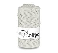 ColiNea, Cordon en Coton avec âme en Coton, tressé, 3mm, 100m, Blanc