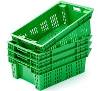 Colingmill Lot de 4 boîtes de rangement avec poignées - 60 x 40,6 x 20,3 cm - Caisses à lait pour agriculteurs, marchés, entrepôts, stockage, logistique, transport