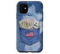 Coll Jeanse Pocket with USA Flag Illustration Graphic Design Coque pour iPhone 11