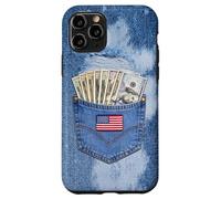 Coll Jeanse Pocket with USA Flag Illustration Graphic Design Coque pour iPhone 11 Pro
