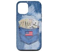 Coll Jeanse Pocket with USA Flag Illustration Graphic Design Coque pour iPhone 12/12 Pro