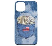 Coll Jeanse Pocket with USA Flag Illustration Graphic Design Coque pour iPhone 13