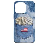 Coll Jeanse Pocket with USA Flag Illustration Graphic Design Coque pour iPhone 13 Pro